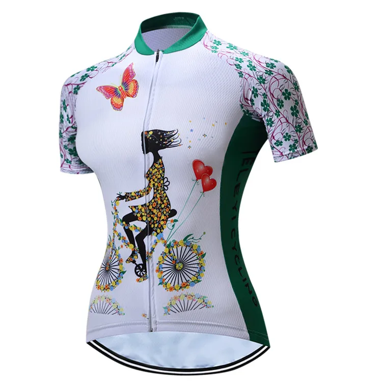 2 Fresh Fashionable Style Flower Beauty Printing Lady Cycling Jersey Summer Bicycle Jersey Outdoor Sportswear Short Sleeve Ropa Ciclismo (6)