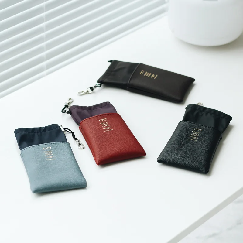 

Leather Stitching Glasses Storage Bags Portable Travel Drawing Pocket Glass Polyester Organizer Case Purse Eyewear Accessories