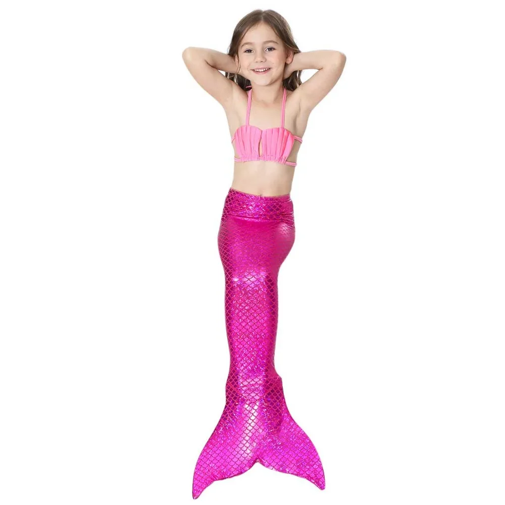 Girls Walkable And Swimmable Mermaid Tail Swimsuit Cosplay Costume Kids Children Bikini And Sparkle Mermaid Swimtail