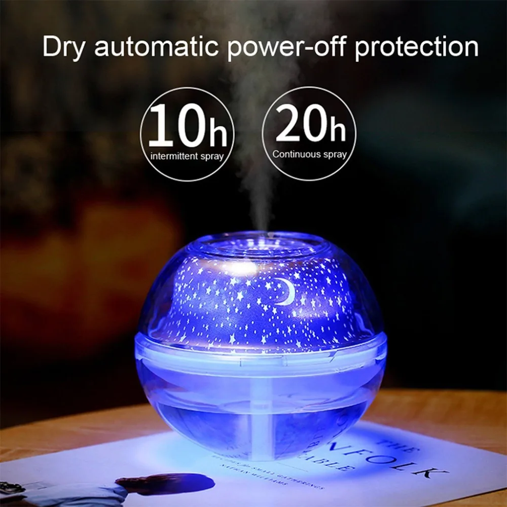 

Magic Crystal Star Projection Air Humidifier Diffuser Purified Room Nebulizer LED Lamp 500ML LED Light For Home Party Decor