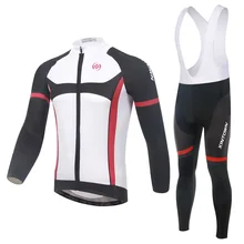Велоспорт комплект с длинным рукавом Джерси и комбинезон 3D Pad Pro Для мужчин анти-пот белый красный Ciclismo велосипед костюм Bicicleta спортивная Джерси