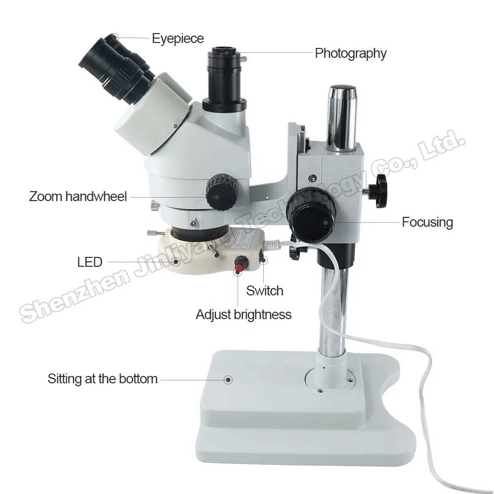  3.5X 7X 45X 90X Double Boom Adjustable Stand Zoom Simul Focal Trinocular Stereo Microscope For Indu