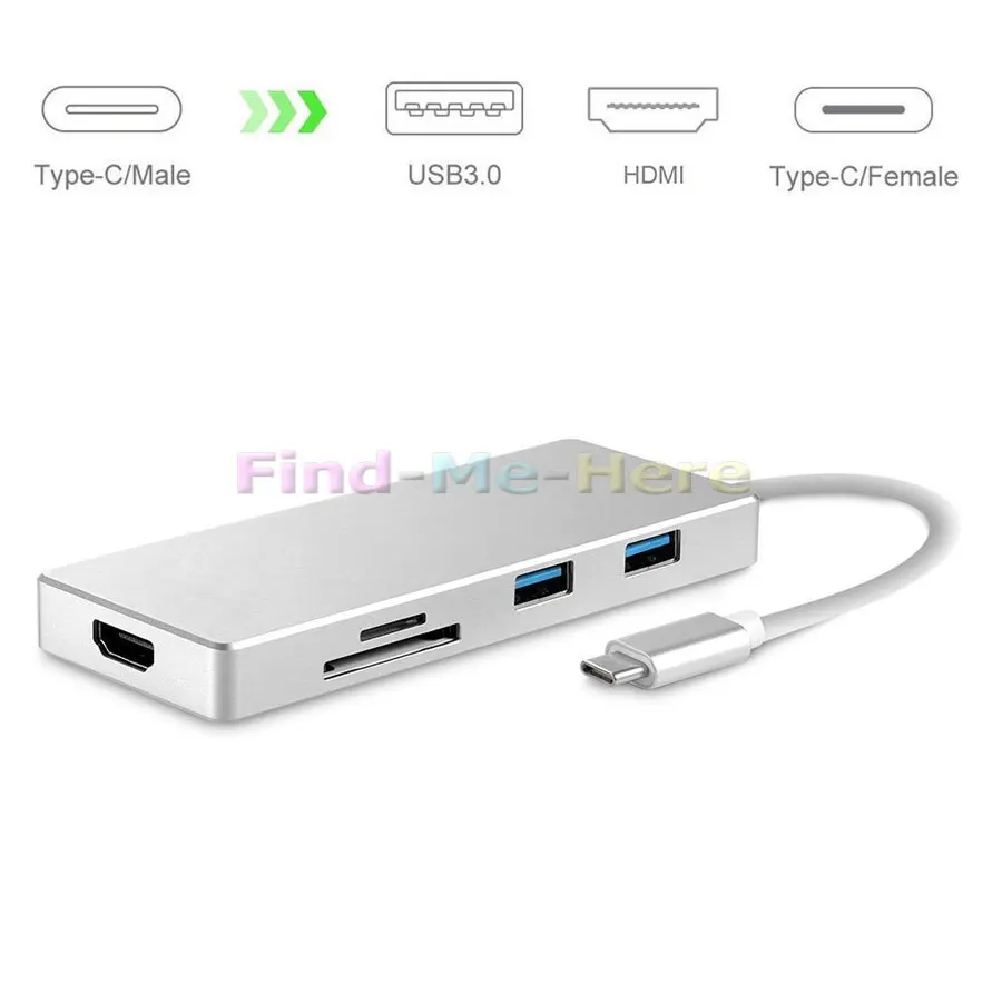USB C Digital AV Multi port Adapter Type C Hub 3.1 with PD Power