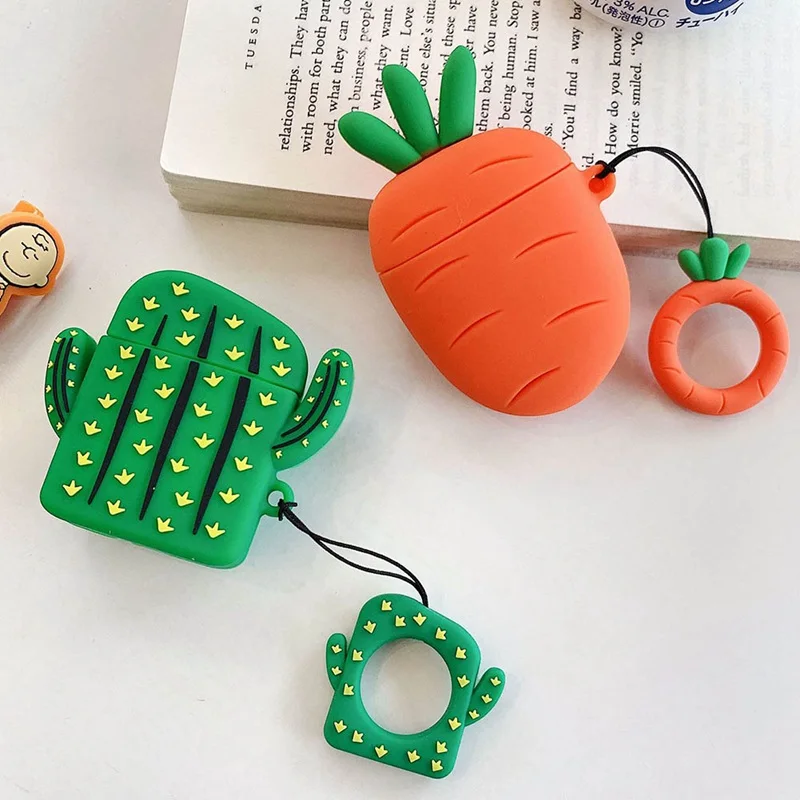 Cute Cactus Silicone Bluetooth Wireless Earphone Case For AirPods Protective Cover Skin Accessory For Apple Airpods Charging Box