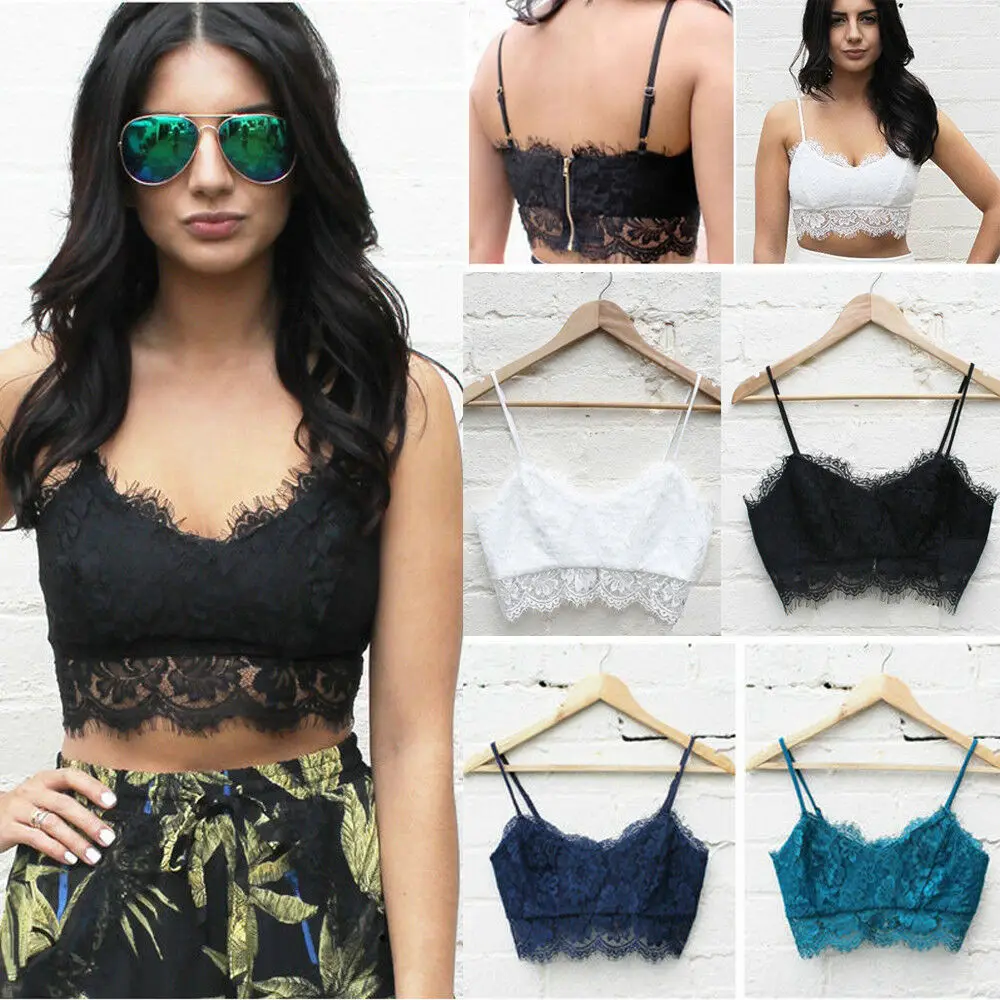 

Women Crop Top Floral Harness V-Neck Hollow Straps Camis Bralette Bustier Lace Camisole Tank Tops