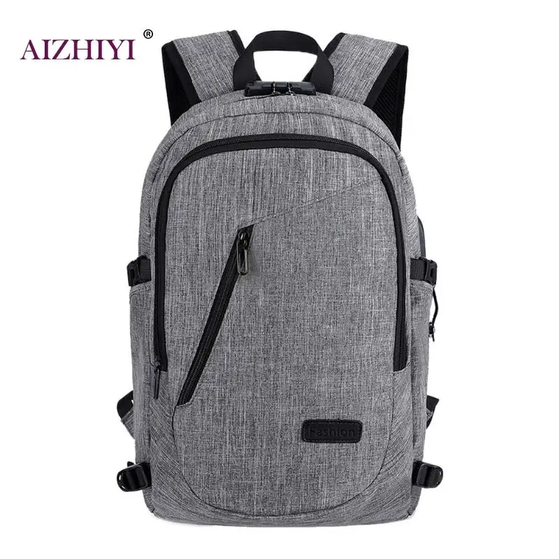 

Boys Casual Oxford USB Charging Travel Backpacks Multi-function Anti-theft Solid Color School Shoulder Bag Rucksack Men Knapsack
