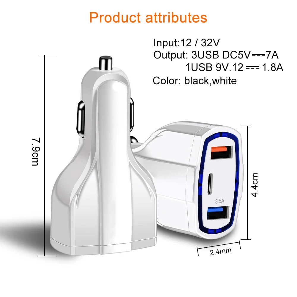 QC 3,0 Dual USB Автомобильное зарядное устройство для телефона 35 Вт usb type C автомобильный прикуриватель универсальный телефон автомобильное зарядное устройство для iPhone samsung Xiaomi