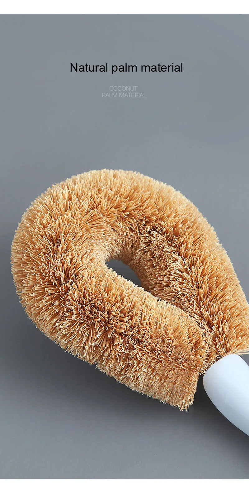 Natural Coconut Long Handle Cleaning Brush Non-stick Oil Pot Brushes Dish Washing Oil Kitchen Cleaning Brush 4 Colors  (13)