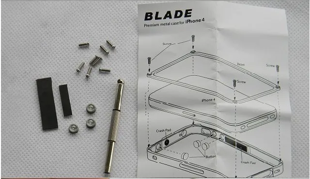 TX Blade i4 capa fundas алюминиевый бампер рамка для iPhone4 iPhone 4S металлический бампер+ отвертка+ 2 пленки+ 1 коробка