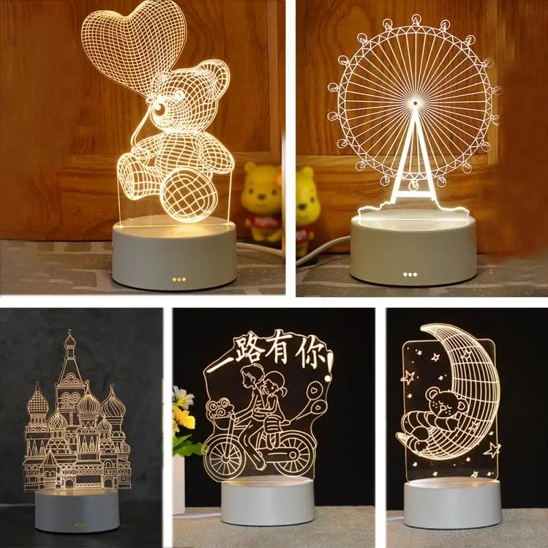 

US/EU Plug Desk LED light 3D Small Cute Animal Bear Bedroom Home Table Light Acrylic changing color Lightweight Night lamp