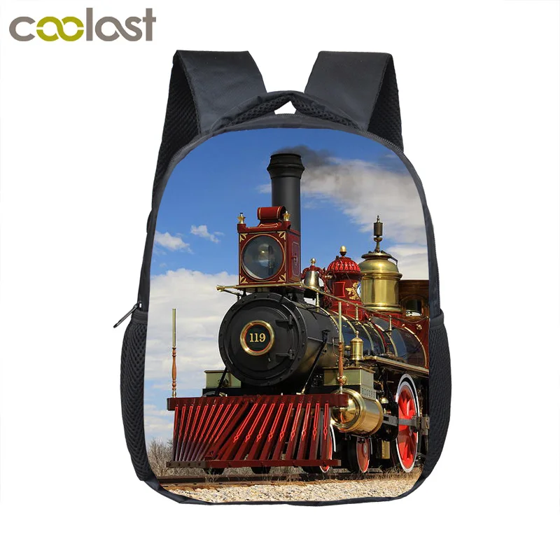  12 Inch Steam Locomotive / Train Toddler Backpack Children School Bags Boys Girls Kindergarten Bag  - 32839794436