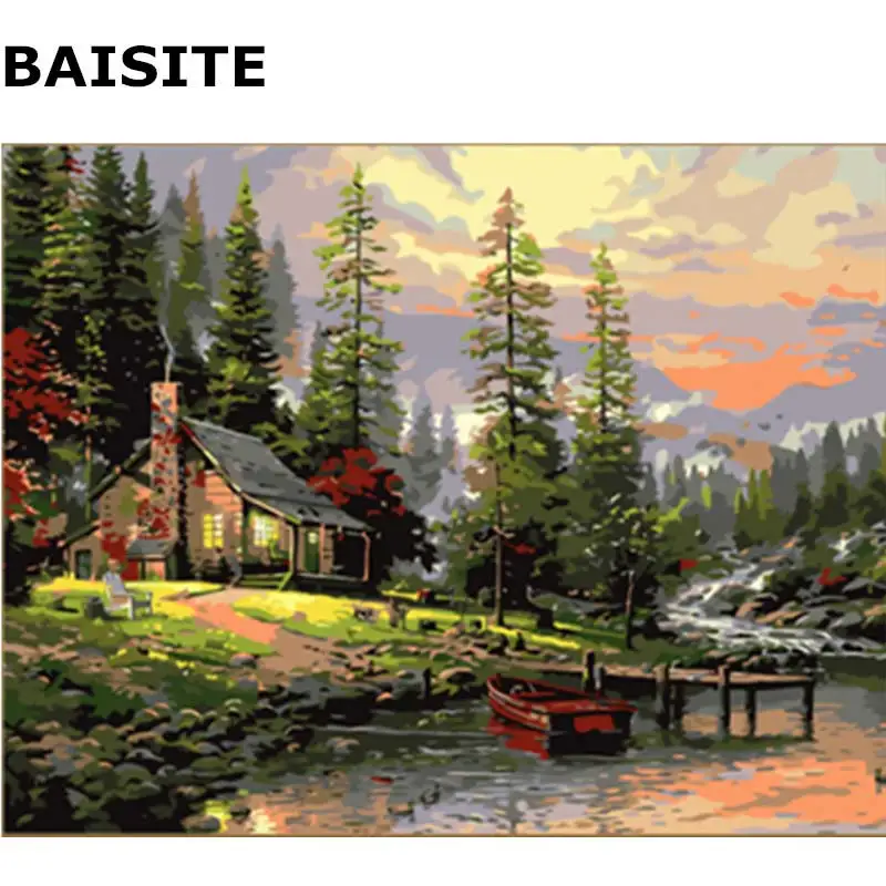 

BAISITE DIY Oil Paint By Numbers Hand Painted Canvas Modern Wall Picture For Living Room Home Decor Wall Art H340