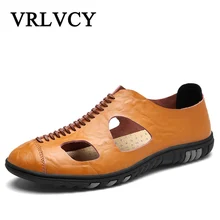 Ручной работы первый слой кожи сандалии мужская обувь сандалии тапочки носок дышащая мужская повседневная обувь летние мужские