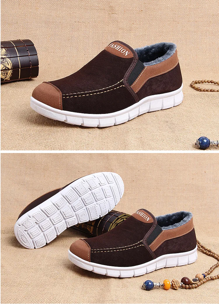 Slip on Casual Shoes Men Canvas Winter Outdoor Walking Sneakers Warm Snow Shoes with Fur Men Suede Shoes Father Soft Non-slip (7)