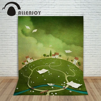 

Allenjoy Backgrounds filming Paper boat cartoon green house professional camera photography vinyl backdrops