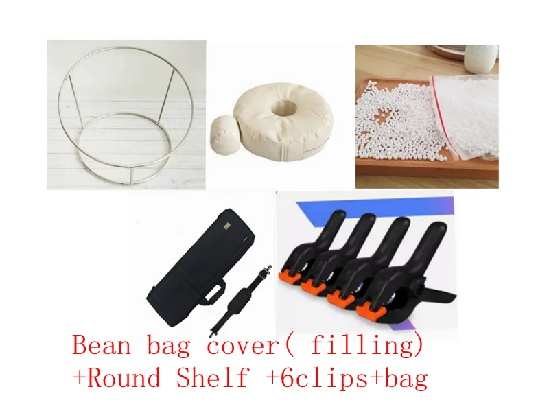 baby photo shoot Accessories Bean bag(filling)Pofiller+Round Shelf+6clips+bag newborn photography props - Цвет: 3