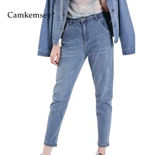 CamKemsey/большие размеры, L-5XL, синие свободные джинсы мальчикового кроя для женщин, винтажные джинсы с высокой талией для мам, женские повседневные джинсовые штаны-шаровары