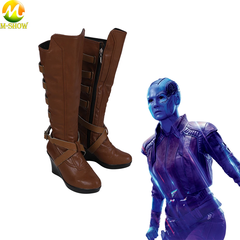 

Avengers Endgame Nebula Cosplay Costume Boots PU Leather Brown Avengers 4 Nebula Cosplay Halloween Cosplay Boots For Women