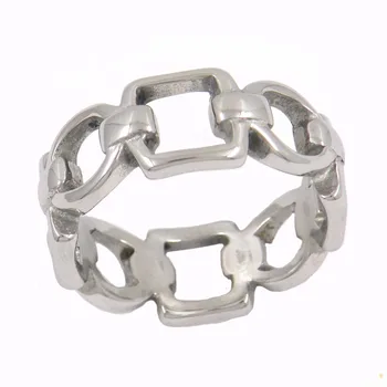 

Fanssteel Stainless steel jewelry SQUARE OVAL ROPE CHAIN BAND RING FSR12W02