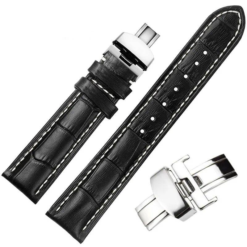 16 18 20mm Black Brown Genuine Leather Watch Strap 22mm Watchband Bracelet 24mm Band for Tissot Tudor Breitling | Наручные часы