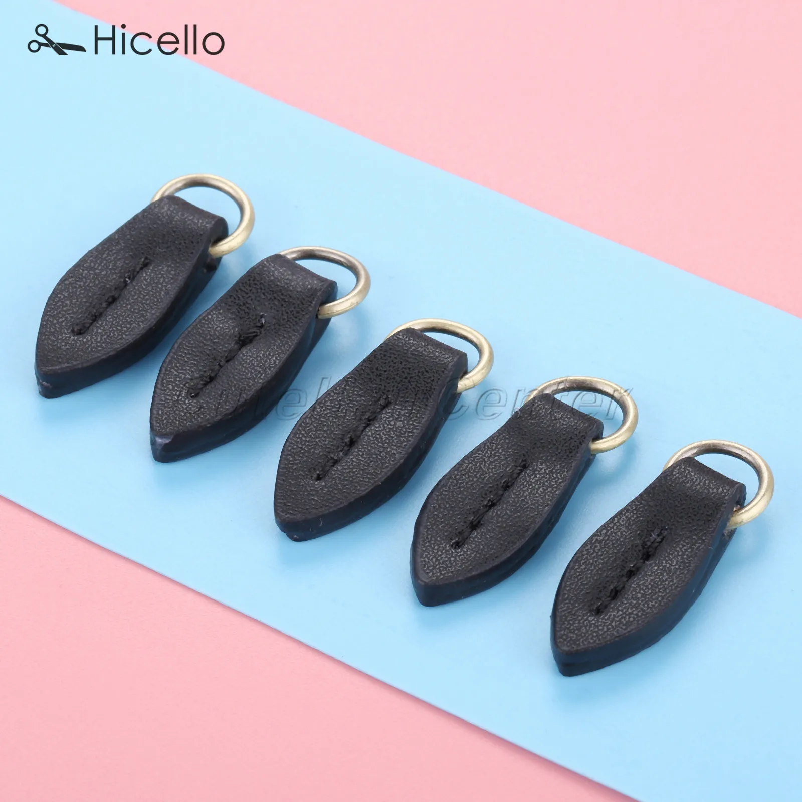 5pcs/lot Zipper Pullers Leaf Shape Pull head Replacement Sewing Craft Fasteners Leather Alloy pendant 33*11mm colorful Hicello - Цвет: Black