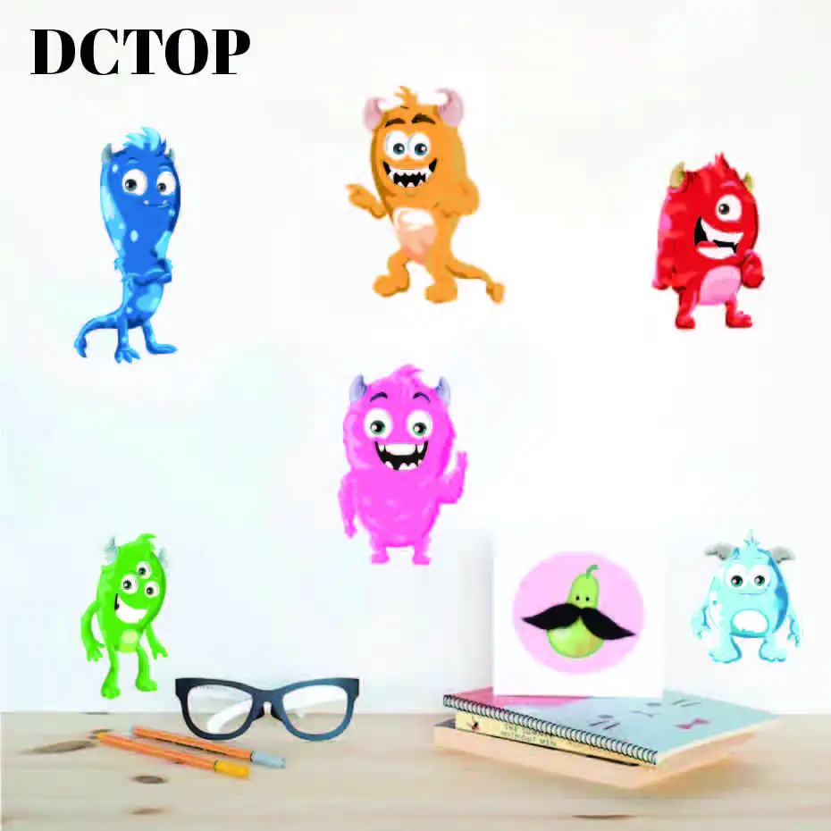 

Little Monster Window Cartoon Decals Wall Art Wallpaper For Fridge Home Decoration Vinyl Wall Sticker For Kids Nursery Bedroom