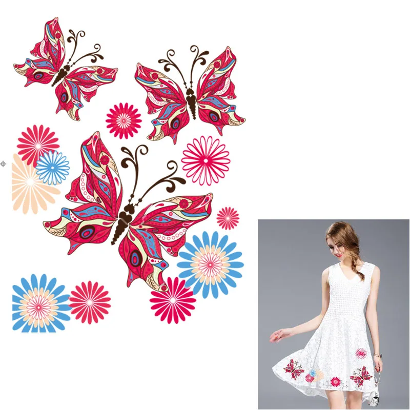 Ironing Stickers Colorful Butterfly Patches For Girls Heat Transfer Iron On A-level Washable Applique D25 | Дом и сад