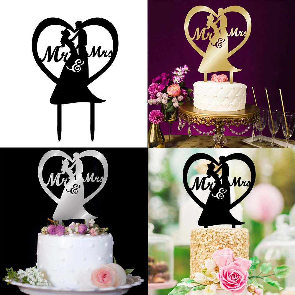 Us 1 17 37 Off Romantic Acrylic Cake Topper Mr Mrs Love Couple Wedding Engagement Party Decoration Insert In Party Diy Decorations From Home