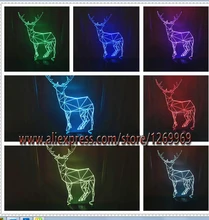free shipping Christmas gift deer 3D Elk lamp home decoration night light 7 color change LED wedding bedroom living bar cafe