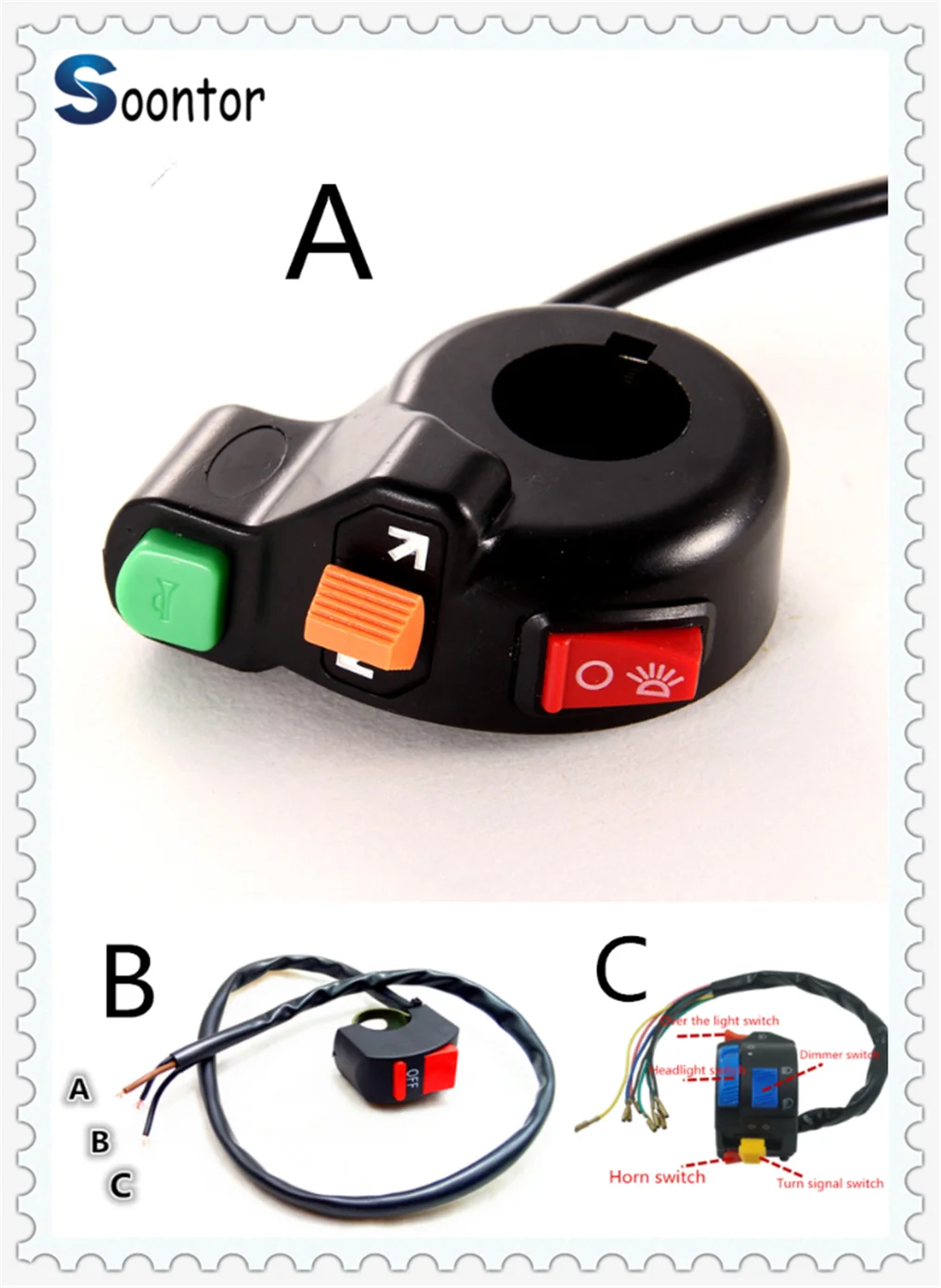 Переключатель Рог поворотники On/Off светильник 12V мотоцикл niversal Обувь для езды на
