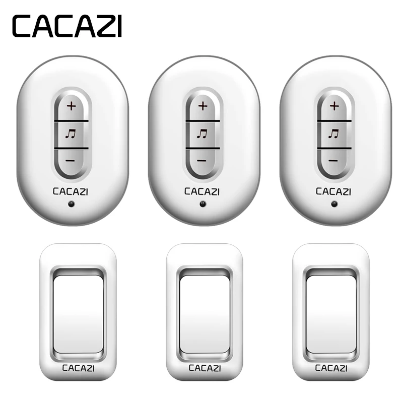 

CACAZI Wireless Doorbell 3 Waterproof Battery Button +3 Receivers 300M Remote LED Light Home Cordless Bell 48 Chime 6 volume