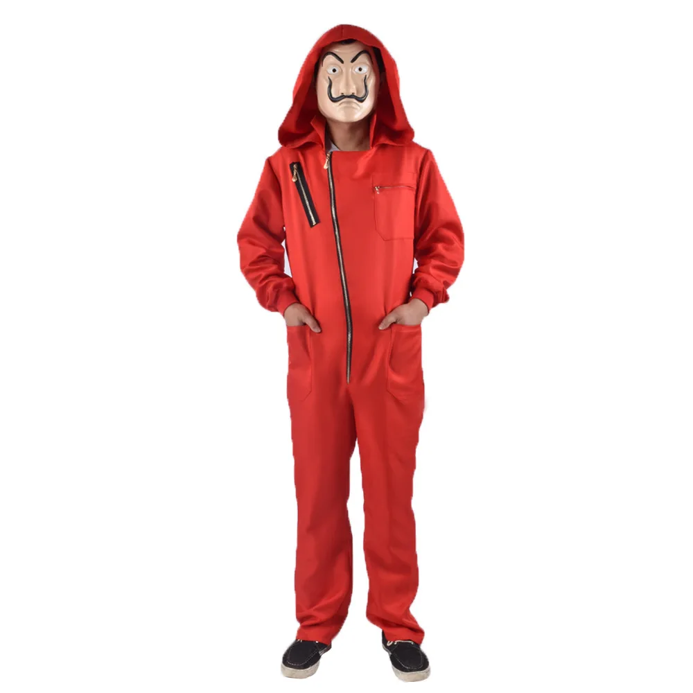 Koop La Casa De Papel Salvador Dali Cosplay Kostuum De Huis van Papier Heist Salvador Dali Masker Jumpsuit Volledige Set Halloween kostuum
