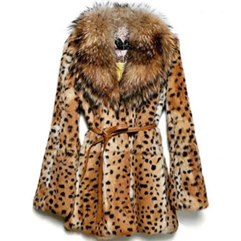 

2019 Plus size S~6XL Winter Jacket women faux fur coat Thick Warm leopard mink trench coats luxury overcoat Faux fur Jackets 653