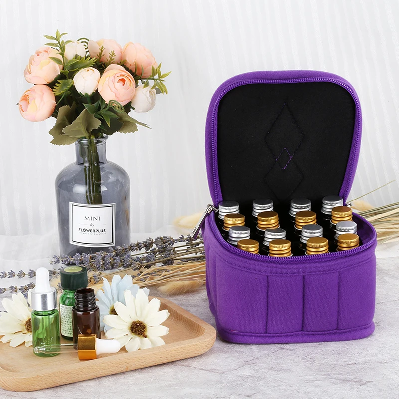 

Portable 16 Bottle 15ml Essential Oil Storage Bag Carrying Holder Case Travel Nail Polish Organizer Storage Box Container Casket