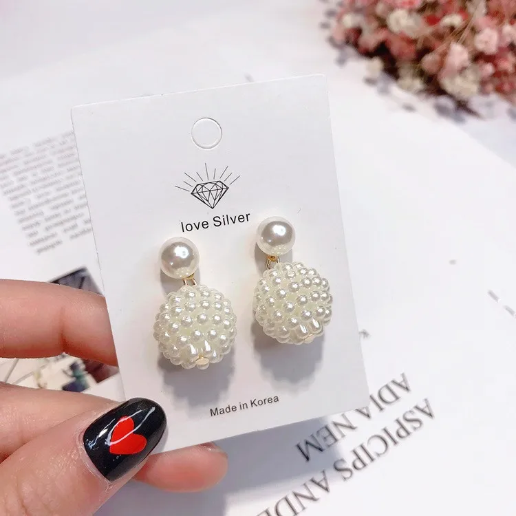 pearl ball earring 925 silver post Hypoallergenic fadeless fashion jewelry stud earrings for women gift