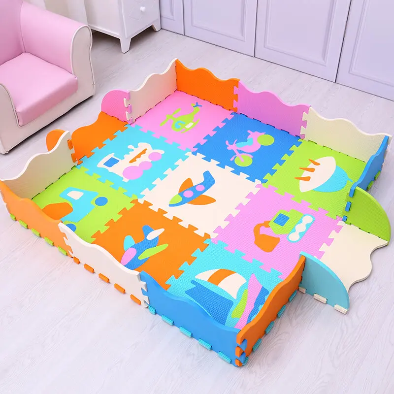 P028 with fence Цифры/Животные mei qi cool baby EVA пены игровой коврик/напольный коврик пазл на 30 см X 30 см толщина 1 см водонепроницаемый игровой коврик ковер дети - Цвет: P028 with fence