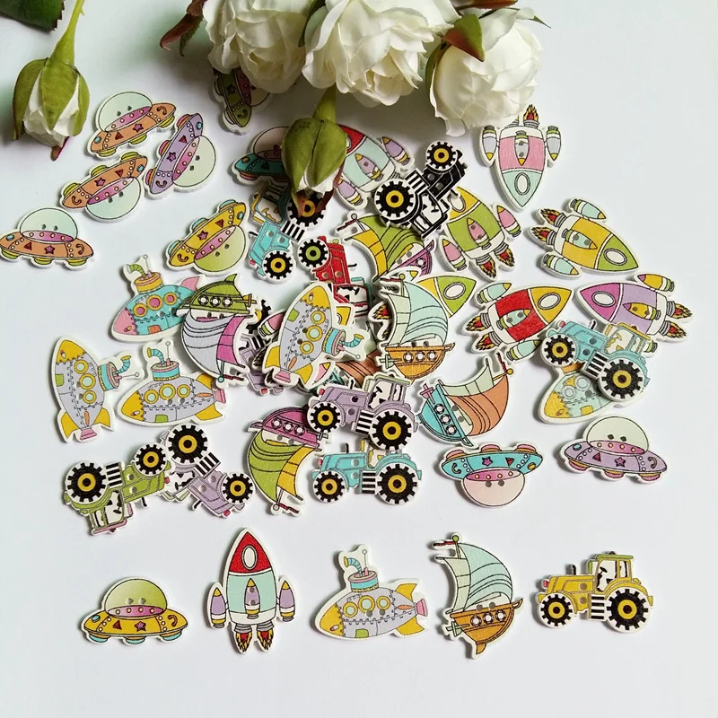 

80pcs mix 5 Style Decorative Buttons Sewing Buttons Scrapbook Wooden Buttons for Crafts DIY Sewing Accessories