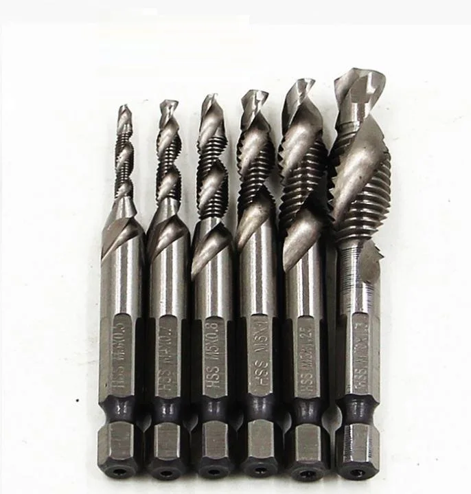 

FGHGF 6PCS HSS Threading Tap Metric Drill Bits Tool Set M3-M10 used on Tapping Machine for Wood Aluminum Iron Threading