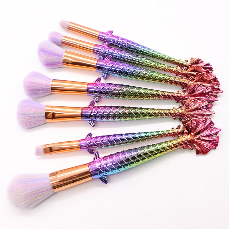 

10Pcs/Set Blusher Contour Blending Cosmetic Brushes Kits Fishtail Makeup Brushes Set Mermaid Foundation Powder Eyebrow Make-up 3