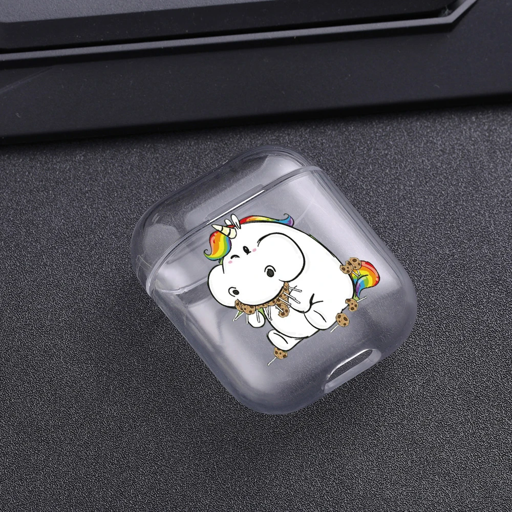 Чехол s для Airpods милый Единорог окрашенные Прозрачные Жесткие ПК чехлы чехол AirPods