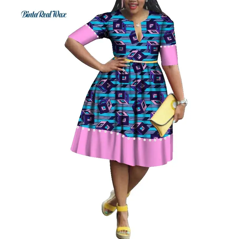 Повседневное платье Bazin Riche с имитацией жемчуга в стиле пэчворк, Драпированное платье, африканские платья с принтом для женщин, традиционная африканская одежда WY1718 - Цвет: 15