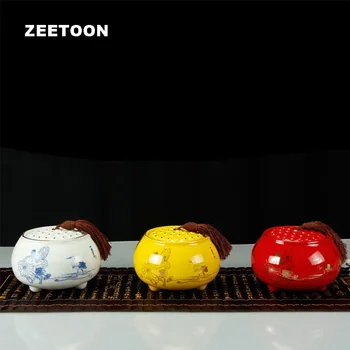 

Chinese Tea Caddy Ceramic Lotus Tea Cans Kung Fu Tea Set Candy Nut Storage Bottle Jar Spice Coffee Bean Sealed Fresh-keeping Pot