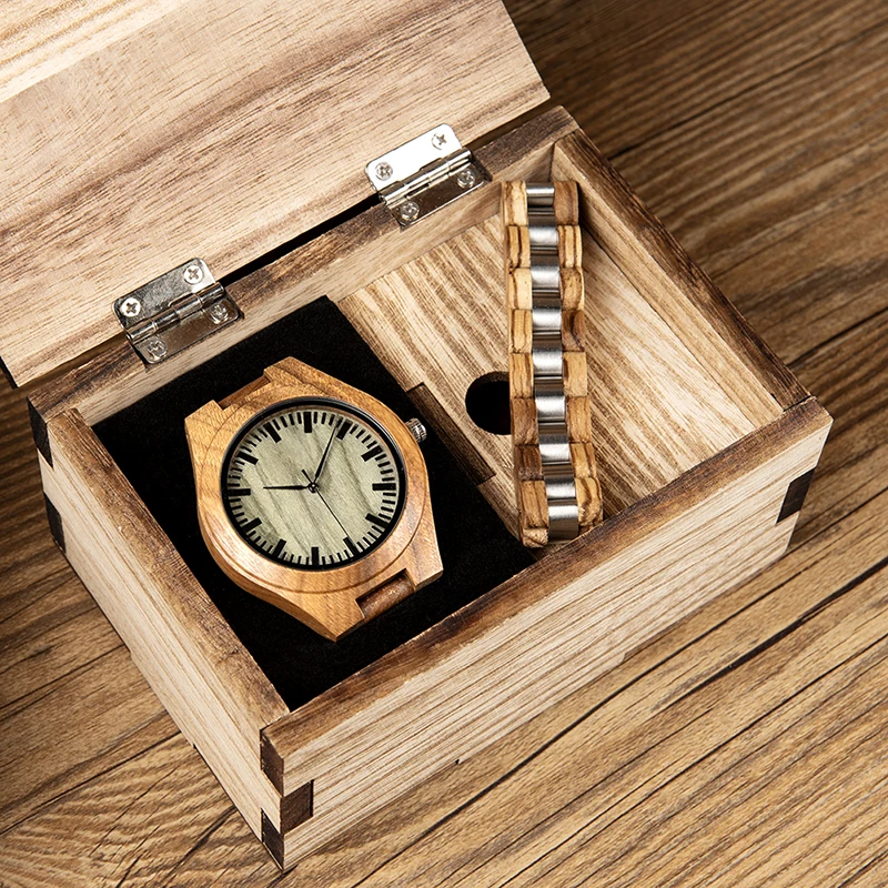 relogio masculino BOBO BIRD Watch Men Wood Metal Bracelet Relojes Quatz Watches Analog Mens Wristwatch Bangle Gifts Wooden Box