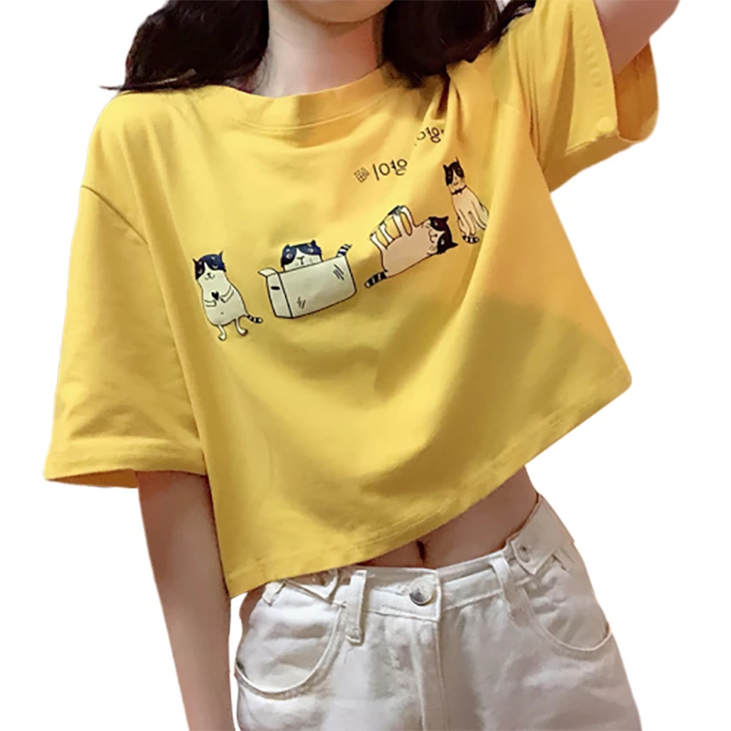 Cat Graphic Tees for Womens Short Sleeve Tshirt Crew Neck T Shirt Casual Soft Tops Fashion Print Pullover