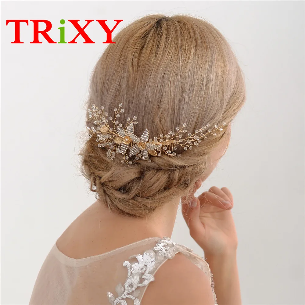 

TRiXY H54 Charming Wedding Accessories with Rhinestones Pearls Beaded Bridal Accessories for Wedding/ Evening Party