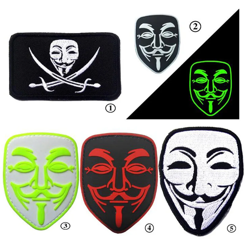 Вышивка/ПВХ значок V Vendetta / Brande маска Вышивка армейская форма ручная шитья