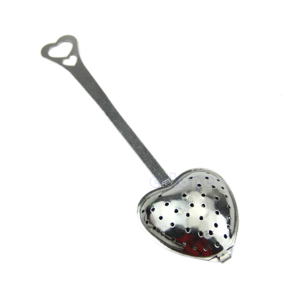 New Stainless Steel Heart Shape Infuser Filter Strainer Tea Spice Ball Spoon - Цвет: 2