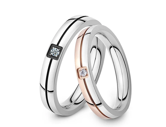 Lokaer Mosaic Cubic Zirconia Ring Stainless Steel Shinning