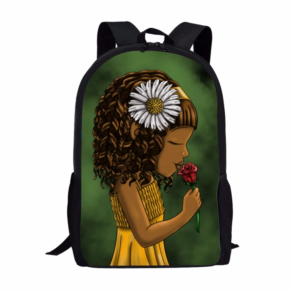INSTANTARTS African American Girl Print Teenager Girl Backpack Mochila
