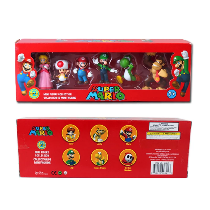 3-5cm Super Mario Bros Peach PrincessDaisy Toad Mario Luigi Yoshi Donkey Kong PVC Action Figure Toys Dolls 6pcs/set New in Box